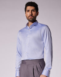 Luthai Wrinkle-Free Broad Herringbone Shirt - Blue