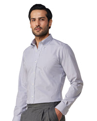 Giza Cotton Gingham Checked Shirt - Grey