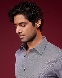 Moonlit Dobby Checked Shirt - Black & White