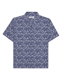 Inkgrid Cotton Silk Printed Shirt - Blue