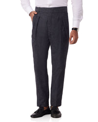 Avorio Cotton Linen Neapolitan Dress Pants - Bluish Grey