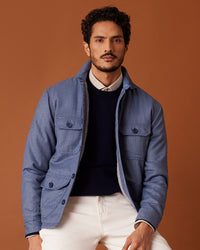Hensley Herringbone Tweed Shacket - Blue