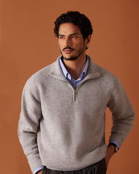 Alpine Half-Zipper Sweater - Light Grey