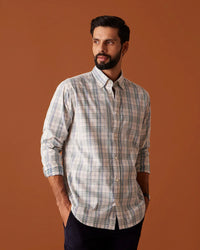 Pine Green & Cream Corduroy Checked Shirt