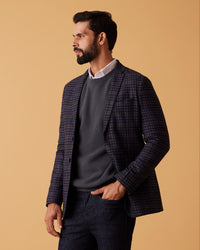Ruve Woolen Checkered Jacket - Blue
