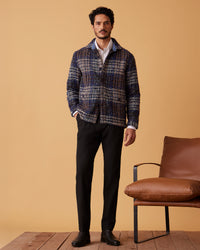 Japanese Hillcrest Tweed Shacket - Navy