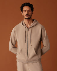 Luxe Journey Zipper Hoodie - Beige
