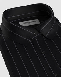 100% Linen Striped Shirt - Black & White