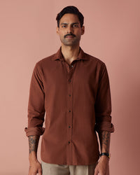 Reed Brown Cotton Corduroy Shirt