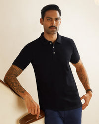 Signature Classic Button Polo T-Shirt - Black