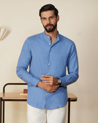 Blue Cotton Linen Shirt