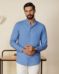 Blue Cotton Linen Shirt