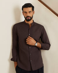 Coffee Brown Cotton Linen Shirt