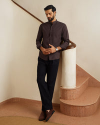 Coffee Brown Cotton Linen Shirt