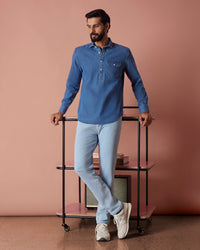 Dark Blue Popover Denim Shirt