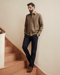 Olive Slubby Cotton Linen Shirt