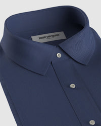 Luthai Stretch Cotton Knit Shirt - Dark Blue
