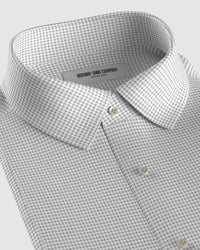 Giza Cotton Houndstooth Shirt - Light Grey