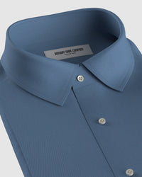 Wrinkle-Free Stretch Satin Shirt - Blue