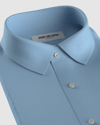 Wrinkle-Free Stretch Satin Shirt - Light Blue