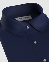 Wrinkle-Free Stretch Satin Shirt - Navy