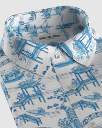 Stillwater Cotton Silk Printed Shirt - Blue & White
