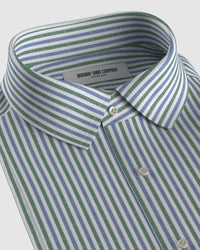 Montrose Herringbone Striped Shirt - Green & Blue