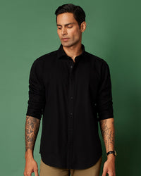 Black Distressed Cotton Twill Shirt