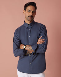 Dark Grey Cotton Washed Twill Shirt