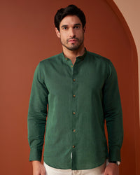 Green Cotton Linen Shirt