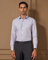 Grey Solid Herringbone Shirt