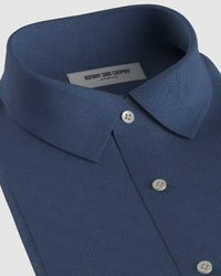 Stretch Cotton-Blend Dobby Shirt - Dark Blue