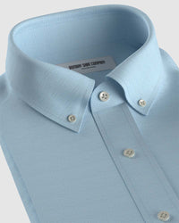 Cotton Blended Dobby Shirt - Light Blue