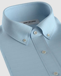 Cotton Blended Dobby Shirt - Light Blue