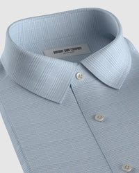 Giza Cotton Glen Plaid Checked Shirt - Light Blue