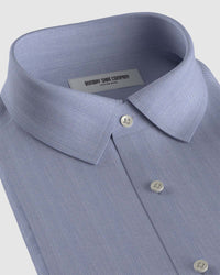 Luthai Wrinkle-Free Broad Herringbone Shirt - Blue