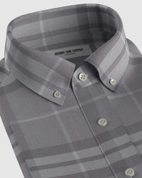 Japanese Brushed Herringbone Checked Shirt - Grey