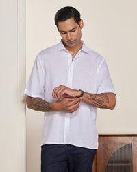 White Half-Sleeve Soft Washed Shirt
