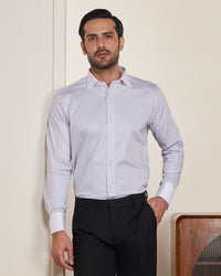 Grey Banker Striped Shirt