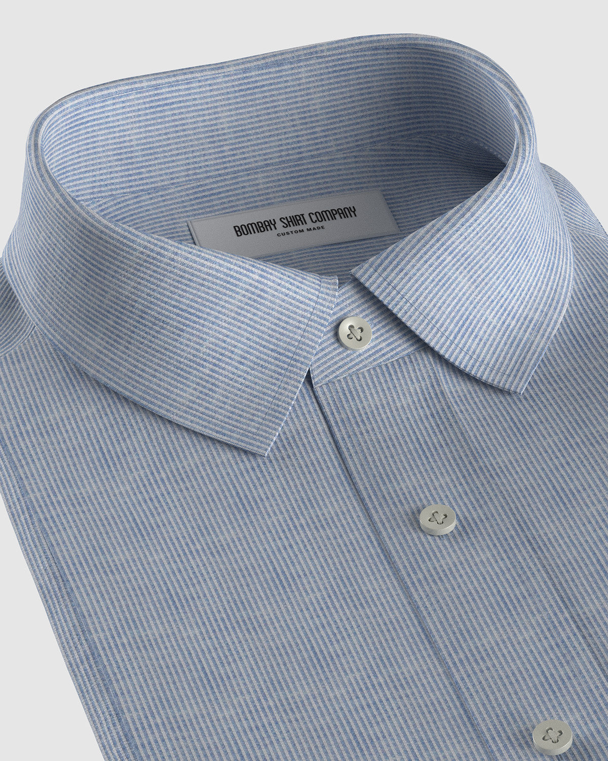 Japanese Stretch Knit Shirt - Light Blue & White  Bombay Shirt Company