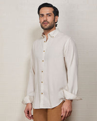 Ecru Blended Linen Soft Washed Shirt