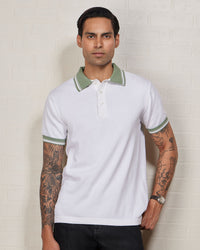Signature Flat Knit Button Polo - Ecru