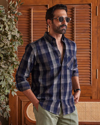 Black & Ecru Corduroy Checked Shirt