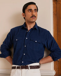 Navy Cotton Corduroy Shirt