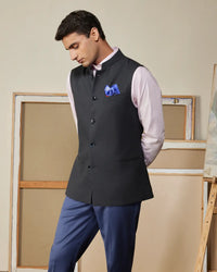 The Astoria Stretch Nehru Jacket - Dark Grey