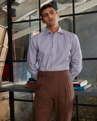 Manhattan Brown & Blue Twill Checked Shirt