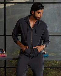 Luxe Journey Zipper Hoodie - Dark Grey