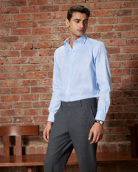 Light Blue Cotton Lyocell Checked Shirt