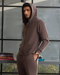 Luxe Journey Zipper Hoodie - Brown