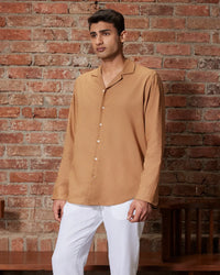 Brown Cotton Linen Shirt